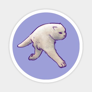 cursed white cat cryptid walking on two legs meme Magnet